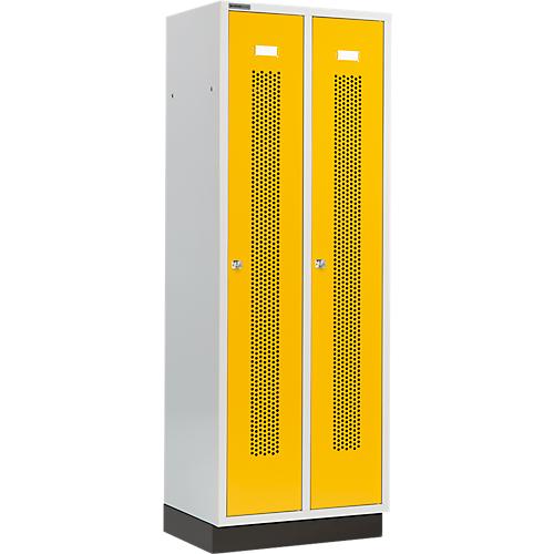 Schäfer Shop Select Kleiderspind, mit gelochten Streifen, 2 Abteile, 300 mm, mit Sockel, Zylinderschloss, Tür rapsgelb