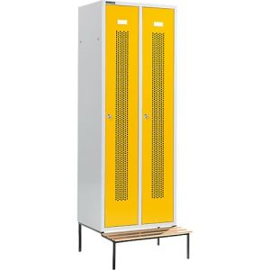 Schäfer Shop Select Kleiderspind, mit Sitzbank, 2 Abteile, 300 mm, Zylinderschloss, Tür rapsgelb
