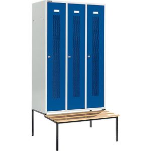 Schäfer Shop Select Kleiderspind, mit Sitzbank, 3 Abteile, 400 mm, Zylinderschloss, Tür enzianblau