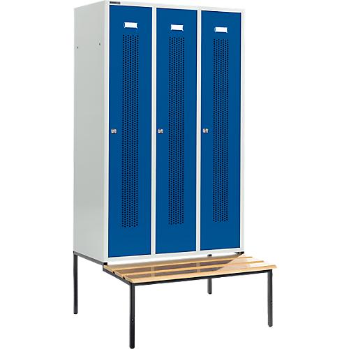 Schäfer Shop Select Kleiderspind, mit Sitzbank, 3 Abteile, 400 mm, Zylinderschloss, Tür enzianblau