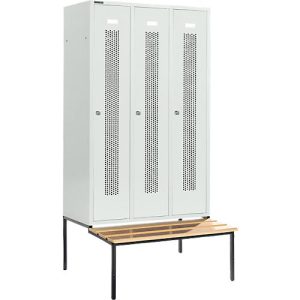 Schäfer Shop Select Kleiderspind, mit Sitzbank, 3 Abteile, 400 mm, Zylinderschloss, Tür lichtgrau