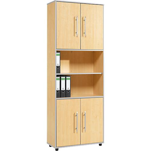 Schäfer Shop Select Kombischrank Moxxo IQ, Holz, 4 Flügeltüren, 2 offene Fächer, 6 OH, B 801 x T 362 x H 2166 mm, Ahorn-Dekor
