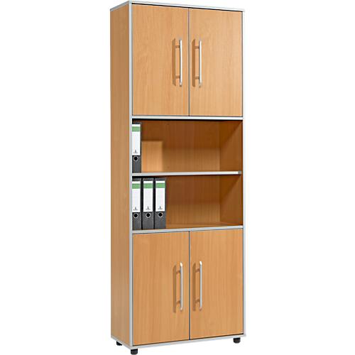 Schäfer Shop Select Kombischrank Moxxo IQ, Holz, 4 Flügeltüren, 2 offene Fächer, 6 OH, B 801 x T 362 x H 2166 mm, Buche-Dekor