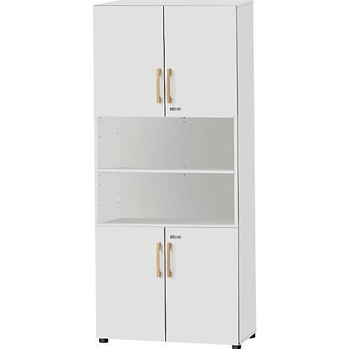 Schäfer Shop Select Kombischrank Start Off Wood, 6 OH, abschließbar, B 800 x T 420 x H 2240 mm, Holz, lichtgrau
