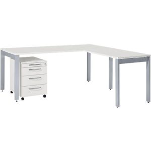 Schäfer Shop Select Komplettset LOGIN, 4-Fuß Schreibtisch 1800 mm, 4-Fuß Anbautisch, Rollcontainer, lichtgrau Schäfer Shop Select Komplettset LOGIN, 4-Fuß Schreibtisch 1800 mm, 4-Fuß Anbautisch, Rollcontainer, lichtgrau