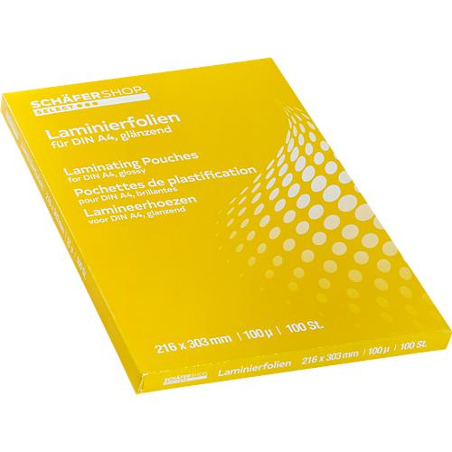 Schäfer Shop Select Laminierfolien, 216 x 303 mm für DIN A4, 100 mic, 100 Stück