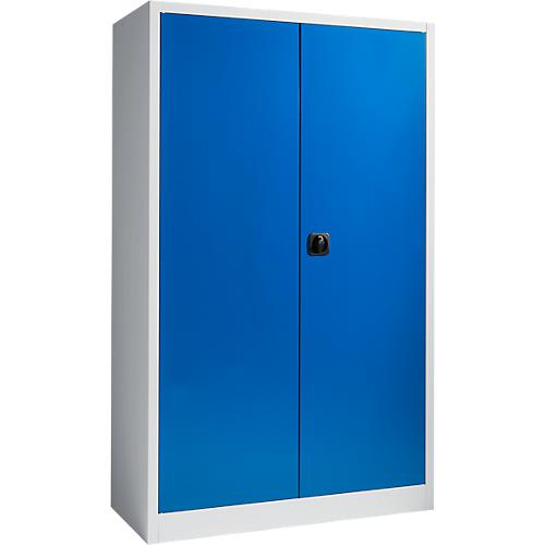 Schäfer Shop Select Materialschrank, abschließbar, 4 verzinkte Böden, 5 OH, B 1200 x T 400 x H 1935 mm, Stahl, weißaluminium/enzianblau