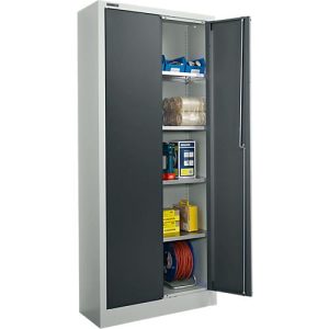 Schäfer Shop Select Materialschrank, abschließbar, 4 verzinkte Böden, 5 OH, B 800 x T 400 x H 1935 mm, Stahl, lichtgrau/anthrazitgrau Schäfer Shop Select Materialschrank, abschließbar, 4 verzinkte Böden, 5 OH, B 800 x T 400 x H 1935 mm, Stahl, lichtgrau/anthrazitgrau