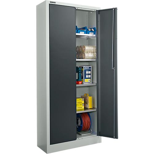 Schäfer Shop Select Materialschrank, abschließbar, 4 verzinkte Böden, 5 OH, B 800 x T 400 x H 1935 mm, Stahl, lichtgrau/anthrazitgrau