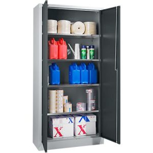 Schäfer Shop Select Materialschrank, abschließbar, 4 verzinkte Böden, 5 OH, B 800 x T 400 x H 1935 mm, Stahl, weißaluminium/anthrazitgrau Schäfer Shop Select Materialschrank, abschließbar, 4 verzinkte Böden, 5 OH, B 800 x T 400 x H 1935 mm, Stahl, weißaluminium/anthrazitgrau