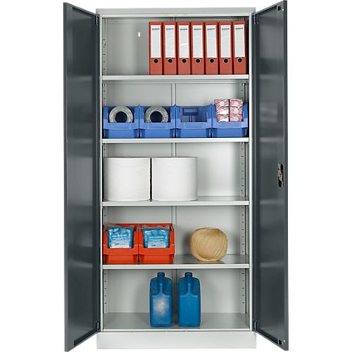 Schäfer Shop Select Materialschrank, abschließbar, 4 verzinkte Böden, 5 OH, B 950 x T 400 x H 1935 mm, Stahl, lichtgrau/anthrazitgrau