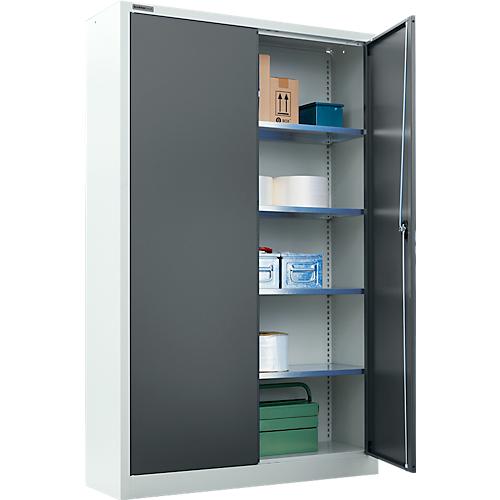Schäfer Shop Select Materialschrank, abschließbar, 4 verzinkte Böden, 5 OH, B 950 x T 400 x H 1935 mm, Stahl, weißaluminium/anthrazitgrau
