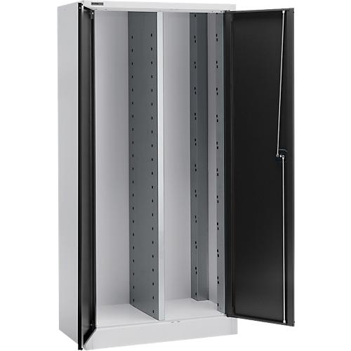 Schäfer Shop Select Materialschrank MS 2509, mit Mittelwand, Leergehäuse, B 950 x T 500 x H 1935 mm, Feinblech, weißaluminium/anthrazitgrau
