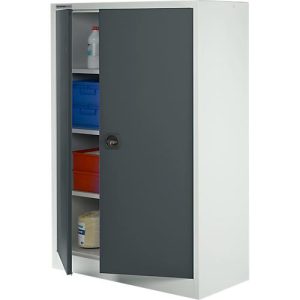 Schäfer Shop Select Materialschrank MSI 16412i, B 1200 x T 400 x H 1535 mm, 3 Böden, Stahl, lichtgrau/anthrazitgrau Schäfer Shop Select Materialschrank MSI 16412i, B 1200 x T 400 x H 1535 mm, 3 Böden, Stahl, lichtgrau/anthrazitgrau