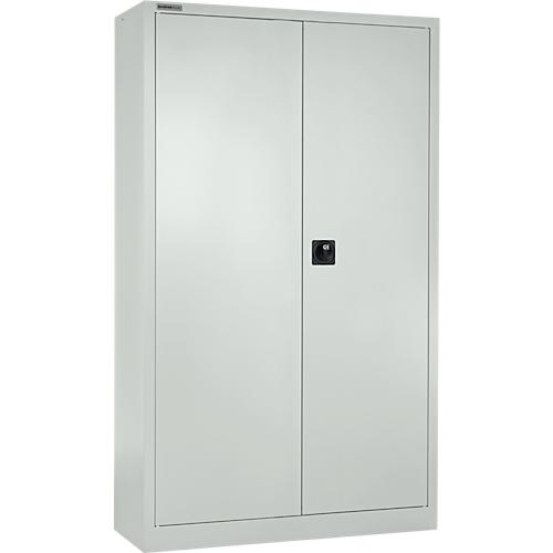 Schäfer Shop Select Materialschrank MSI 2409, mit Lochrasterwänden auf halber Höhe, bis 50 kg/Fachboden, B 950 x T 400 x H 1935 mm, lichtgrau/lichtgrau
