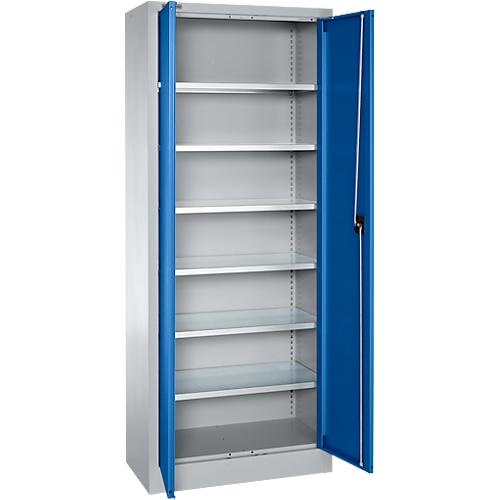 Schäfer Shop Select Materialschrank MSI 2409, Stahl, 6 Fachböden, B 950 x T 400 x H 1935 mm, weißaluminium/enzianblau