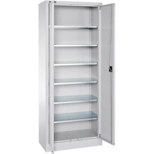 Schäfer Shop Select Materialschrank MSI 2409, Stahl, 6 Fachböden, B 950 x T 400 x H 1935 mm, weißaluminium