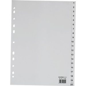 Schäfer Shop Select Ordnerregister, für DIN A4, numerisch, 20 Fächer, Polypropylen, grau Schäfer Shop Select Ordnerregister, für DIN A4, numerisch, 20 Fächer, Polypropylen, grau