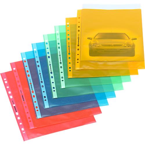 Schäfer Shop Select Prospekthüllen, DIN A4, genarbt, oben offen, dokumentenecht, 25 Stück, blau