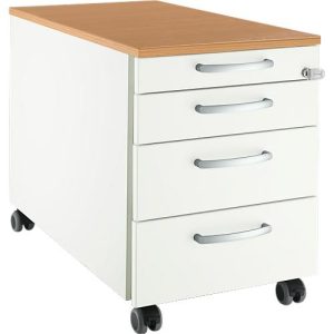Schäfer Shop Select Rollcontainer 1233, 4 Schübe, Griff rund, weiß/Buche-Dekor