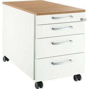 Schäfer Shop Select Rollcontainer 1233, 4 Schübe, Griff rund, weiß/Kirsche-Romana