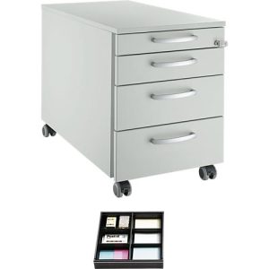 Schäfer Shop Select Rollcontainer 1233, Lichtgrau/Lichtgrau, inkl. Trennstegen für Schubladen
