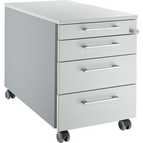 Schäfer Shop Select Rollcontainer 1233, mit Griff eckig, weißalu/lichtgrau/lichtgrau