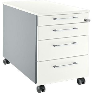 Schäfer Shop Select Rollcontainer 1233, mit Griff eckig, weißalu/weiß