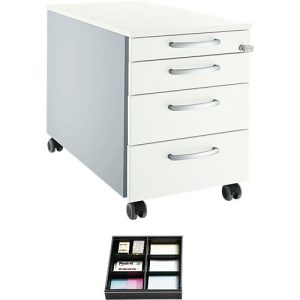 Schäfer Shop Select Rollcontainer 1233, Weiß/Weißalu, inkl. Trennstegen für Schubladen