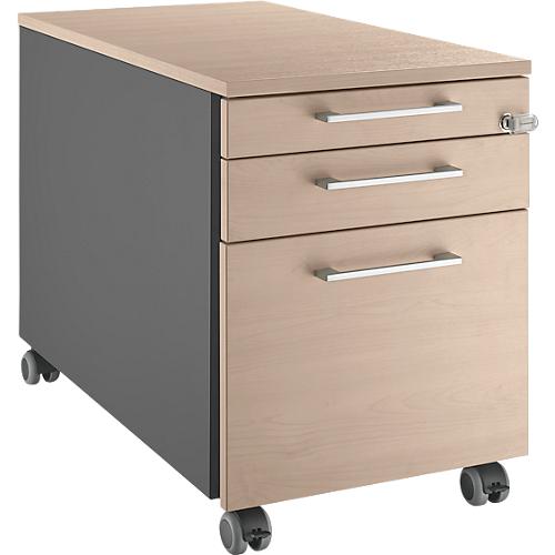 Schäfer Shop Select Rollcontainer 126, mit Griff eckig, anthrazit/Eiche-Deko