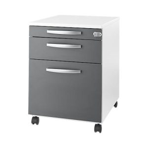 Schäfer Shop Select Rollcontainer Login, HR-Auszug+Utensilienauszug+Schublade, abschließbar, Holz, B 431 x T 580 x H 595 mm, weiß/graphit