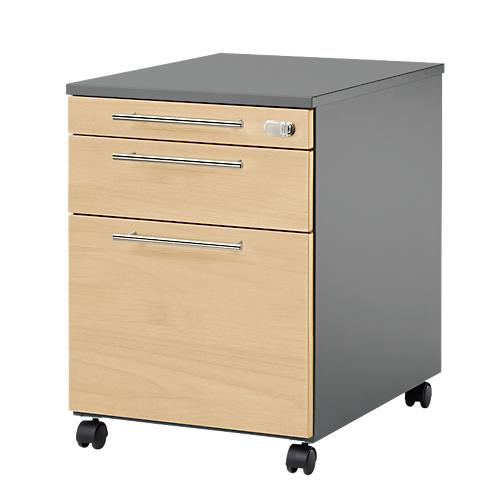 Schäfer Shop Select Rollcontainer Start Off 126, Utensilien-, Hängeregisterauszug, Schublade, abschließbar, B 432 x T 580 x H 595 mm, graphit/ahorn