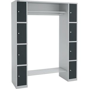 Schäfer Shop Select Schließfachgarderobe, mit Hutablage & Kleiderstange, 2 x 4 Fächer, B 1735 x T 500 x H 1950 mm, weißalu/anthrazitgrau Schäfer Shop Select Schließfachgarderobe, mit Hutablage & Kleiderstange, 2 x 4 Fächer, B 1735 x T 500 x H 1950 mm, weißalu/anthrazitgrau