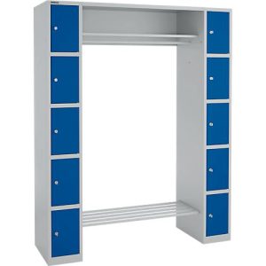 Schäfer Shop Select Schließfachgarderobe, mit Hutablage & Kleiderstange, 2 x 5 Fächer, B 1735 x T 500 x H 1950 mm, weißalu/enzianblau Schäfer Shop Select Schließfachgarderobe, mit Hutablage & Kleiderstange, 2 x 5 Fächer, B 1735 x T 500 x H 1950 mm, weißalu/enzianblau