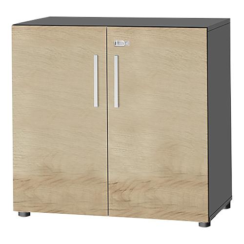Schäfer Shop Select Schrank SET UP, 2 OH, abschließbar, B 800 x T 420 x H 788 mm, graphit/Wildeiche