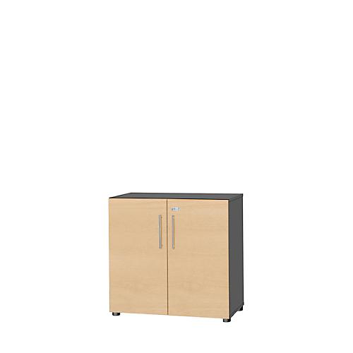 Schäfer Shop Select Schrank Start Off, 2 OH, abschließbar, B 800 x T 420 x H 788 mm, Holz, graphit/ahorn