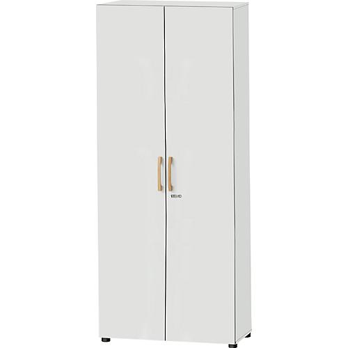 Schäfer Shop Select Schrank Start Off Wood, 6 OH, abschließbar, B 800 x T 420 x H 2240 mm, Holz, lichtgrau