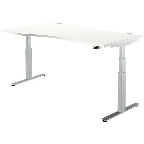 Schäfer Shop Select Schreibtisch DRIVE UP 2, elektrisch höhenverstellbar, Freiform, Ansatz links, T-Fuß, B 1800 mm, weiß/weißalu