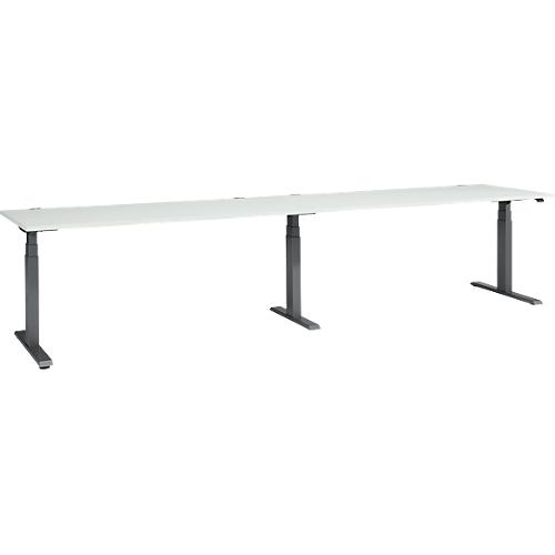 Schäfer Shop Select Schreibtisch ERGO-T 2.0 Big, elektr. höhenverstellbar, Rechteck, T-Fuß, B 3600 x T 800 x H 640-1300 mm, lichtgrau/anthrazit