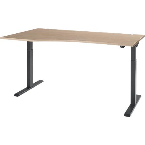 Schäfer Shop Select Schreibtisch ERGO-T 2.0, elektr. höhenverstellbar, Freiform Ansatz links, T-Fuß, B 1800 x H 715-1205 mm, Eiche-Dekor/anthrazit