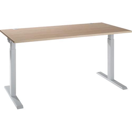Schäfer Shop Select Schreibtisch ERGO-T 2.0, Quadrat, T-Fuß, B 1600 x T 800 x H 675-895 mm, Eiche/weißaluminium