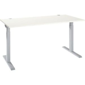 Schäfer Shop Select Schreibtisch ERGO-T 2.0, Rechteck, T-Fuß, B 1600 x T 800 x H 675-895 mm, weiß/weißalu