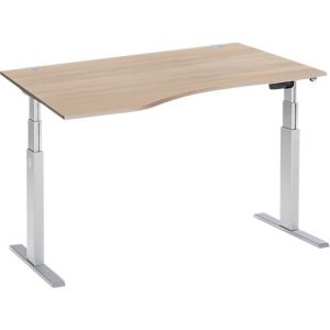 Schäfer Shop Select Schreibtisch ERGO-T, elektrisch höhenverstellbar, Freiform, Ansatz links, T-Fuß, B 1800 x H 640-1300 mm, Eiche/weißalu Schäfer Shop Select Schreibtisch ERGO-T, elektrisch höhenverstellbar, Freiform, Ansatz links, T-Fuß, B 1800 x H 640-1300 mm, Eiche/weißalu