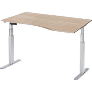 Schäfer Shop Select Schreibtisch ERGO-T, elektrisch höhenverstellbar, Freiform, Ansatz rechts, T-Fuß, B 1800 x H 640-1300 mm, Eiche/weißalu Schäfer Shop Select Schreibtisch ERGO-T, elektrisch höhenverstellbar, Freiform, Ansatz rechts, T-Fuß, B 1800 x H 640-1300 mm, Eiche/weißalu