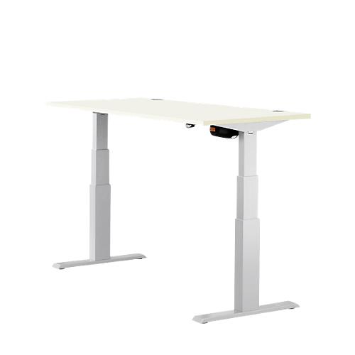 Schäfer Shop Select Schreibtisch ERGO-T, elektrisch höhenverstellbar, Rechteck, T-Fuß, B 1200 x T 800 x H 640-1300 mm, weiß/weißaluminium