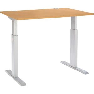 Schäfer Shop Select Schreibtisch ERGO-T, elektrisch höhenverstellbar, Rechteck, T-Fuß, B 1200 x T 800 x H 725-1185 mm, Buche/alusilber Schäfer Shop Select Schreibtisch ERGO-T, elektrisch höhenverstellbar, Rechteck, T-Fuß, B 1200 x T 800 x H 725-1185 mm, Buche/alusilber