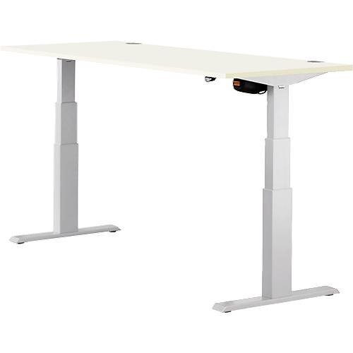 Schäfer Shop Select Schreibtisch ERGO-T, elektrisch höhenverstellbar, Rechteck, T-Fuß, B 1800 x T 800 x H 640-1300 mm, weiß/weißaluminium