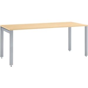 Schäfer Shop Select Schreibtisch LOGIN, 4-Fuß, B 1600 x T 800 x H 740 mm, Ahorn/weißalu