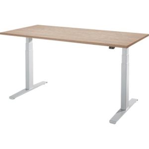 Schäfer Shop Select Schreibtisch LOGIN, elektrisch höhenverstellbar, Rechteck, T-Fuß, B 1600 x T 800 x H 645-1290 mm, Eiche-Dekor/weißaluminium Schäfer Shop Select Schreibtisch LOGIN, elektrisch höhenverstellbar, Rechteck, T-Fuß, B 1600 x T 800 x H 645-1290 mm, Eiche-Dekor/weißaluminium