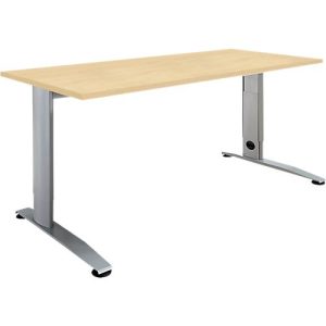 Schäfer Shop Select Schreibtisch LOGIN, manuell höheneinstellbar, C-Fuß, B 1200 x T 800 x H 660-820 mm, Ahorn/weißalu